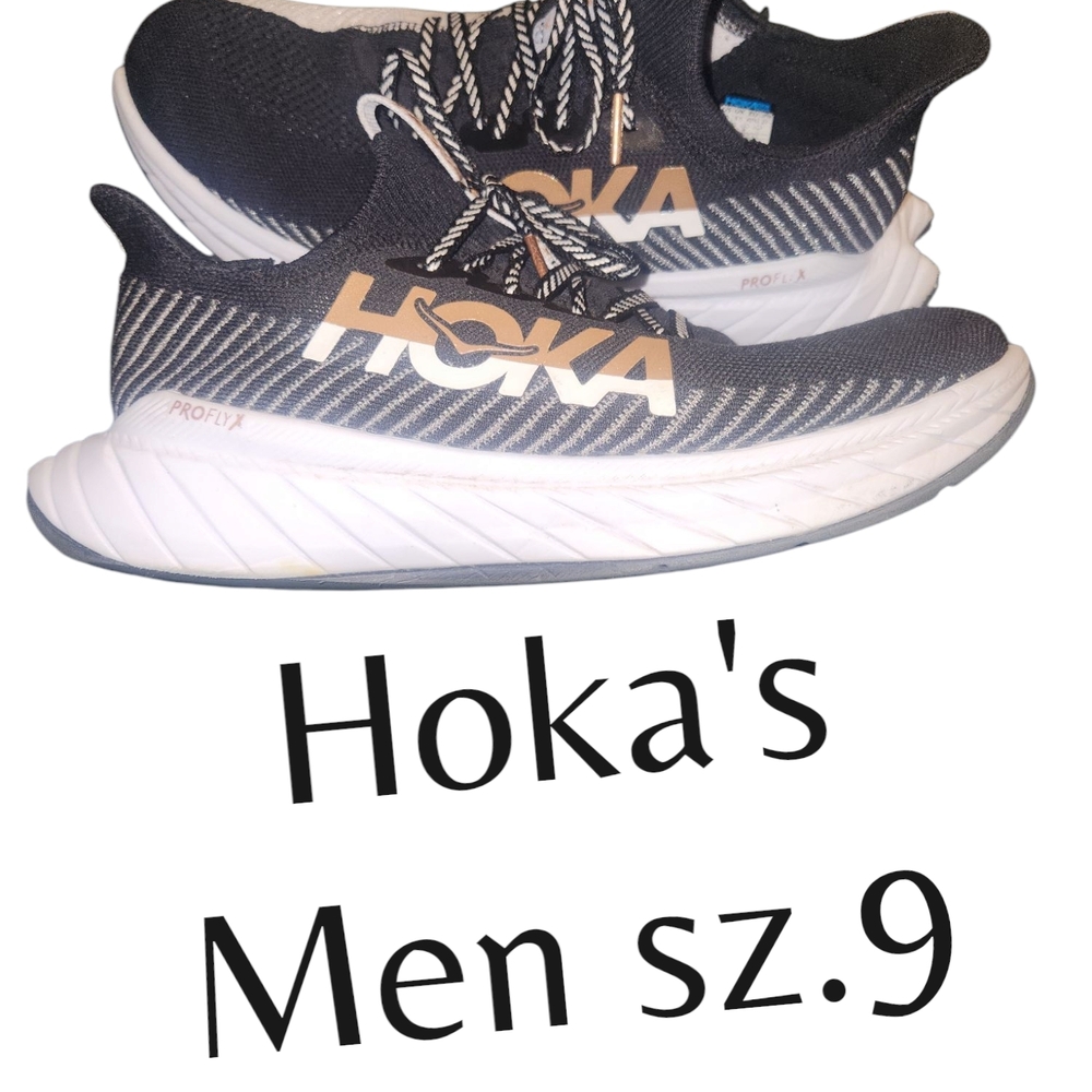 Hoka Black and White Athletic Shoes with Maximalist Cushioning